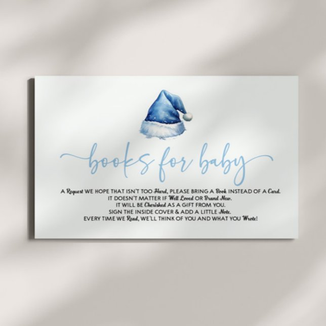 Santa Hat Christmas Baby Shower Books For Baby Enclosure Card (Creator Uploaded)
