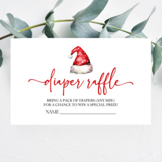 Santa Hat Christmas Baby Shower Diaper Raffle Enclosure Card (Creator Uploaded)