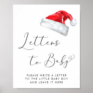 Santa Hat Christmas Baby Shower Letters to Baby Poster