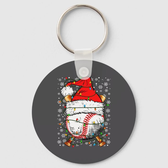 Santa Hat Christmas Baseball Player Srts For Men B Key Ring (Front)