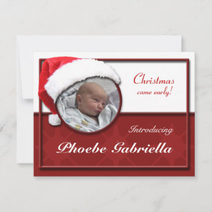 Santa Hat Christmas Birth Announcements