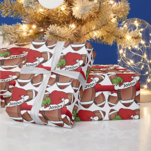 Santa Hat Christmas Football   DIY Name Wrapping Paper