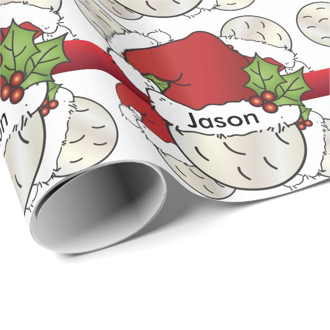 Santa Hat Christmas Golf Ball | DIY Name Wrapping Paper (Roll Corner)