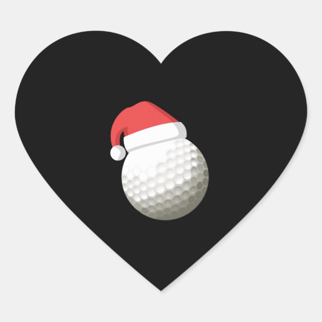 Santa Hat Christmas Golf Heart Sticker (Front)