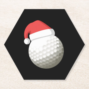 Santa Hat Christmas Golf Paper Coaster