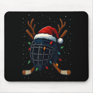 Santa Hat Christmas Ice Hockey Helmet Player Reind Mouse Mat
