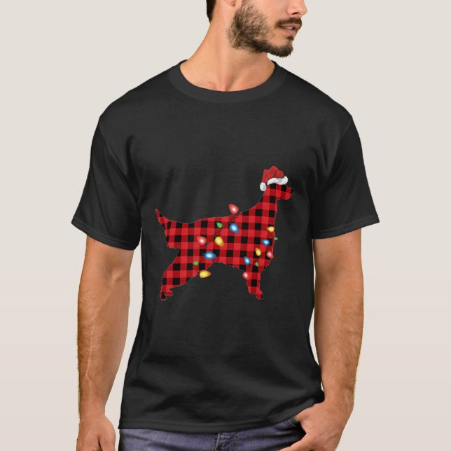 Santa Hat Christmas Irish Setter Pajama T-Shirt (Front)