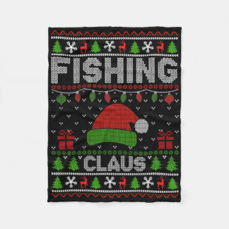 Santa Hat Christmas Light Fishing Claus Ugly Xmas  Fleece Blanket