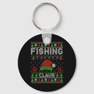 Santa Hat Christmas Light Fishing Claus Ugly Xmas Key Ring