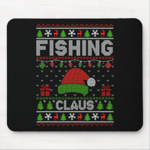 Santa Hat Christmas Light Fishing Claus Ugly Xmas Mouse Mat
