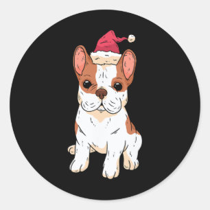 Santa Hat Christmas Pajama Dog Puppy Doggie Xmas Classic Round Sticker