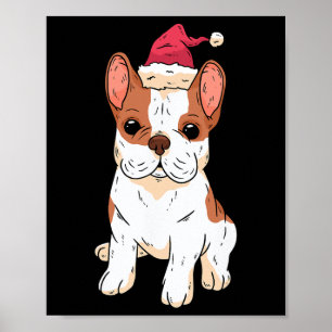 Santa Hat Christmas Pajama Dog Puppy Doggie Xmas Poster