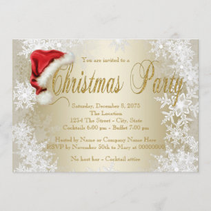 Santa Hat Christmas Party Invitations
