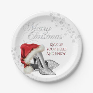 Santa Hat Christmas Party Paper Plate