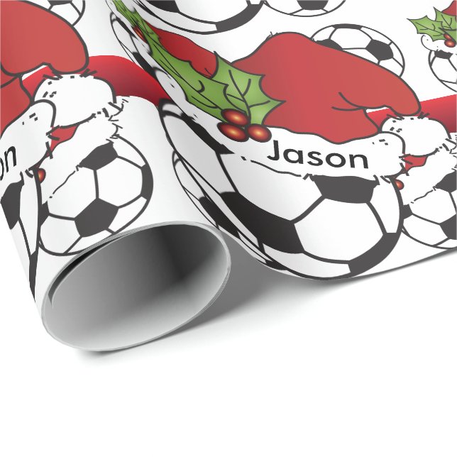 Santa Hat Christmas Soccer Ball | DIY Name Wrapping Paper (Roll Corner)