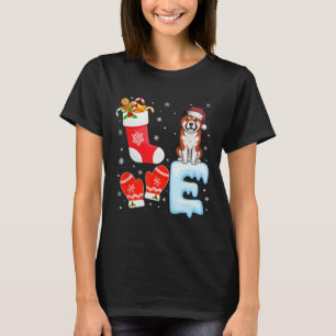 Santa Hat Christmas Stocking Holiday Akita Dog Lov T-Shirt