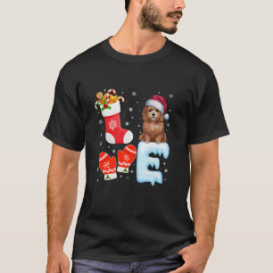 Santa Hat Christmas Stocking Holiday Maltipoo Dog  T-Shirt