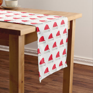 Santa Hat Christmas Winter Red Retro Vintage Short Table Runner