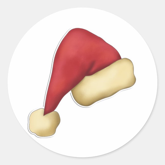 Santa Hat Classic Round Sticker (Front)