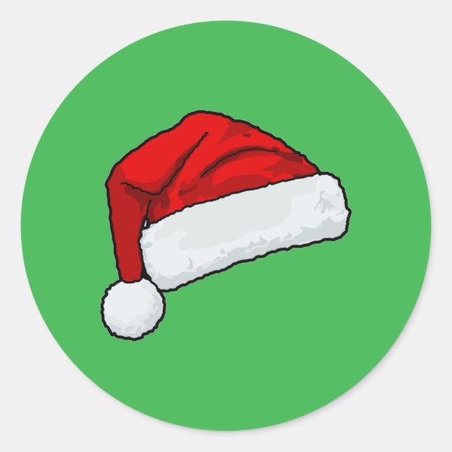 Santa Hat Classic Round Sticker (Front)