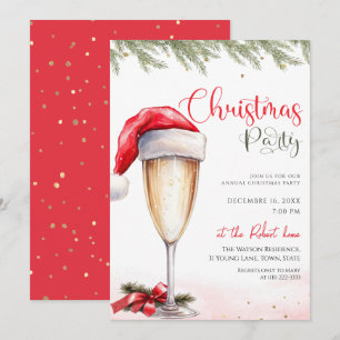Santa Hat Cocktail Christmas Party  Invitation