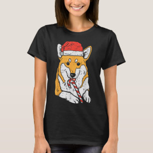 Santa Hat Corgi Dog Christmas T-Shirt