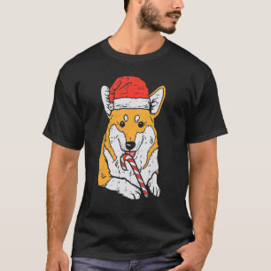 Santa Hat Corgi Dog Christmas Xmas Men Women T-Shirt