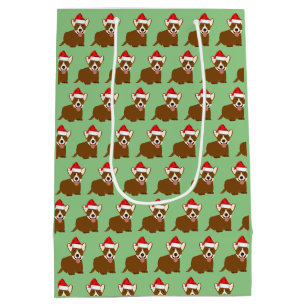 Santa Hat Corgi Medium Gift Bag