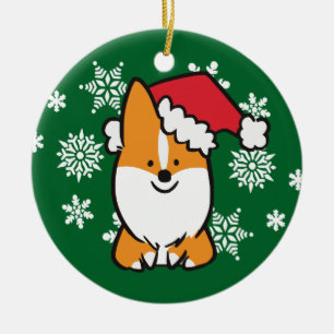Santa Hat Corgi Ornament CorgiThings
