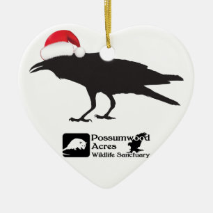 Santa hat crow ornament