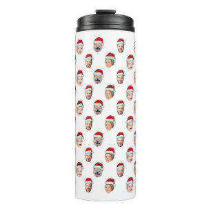 Santa Hat Custom Family Face 4 Photos Christmas Thermal Tumbler