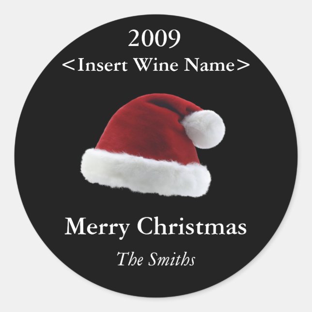 Santa Hat Customised Wine Label (Front)