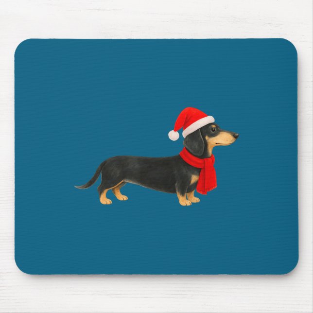 Santa Hat Dachshund Christmas Funny Cute Dog Mom  Mouse Mat (Front)