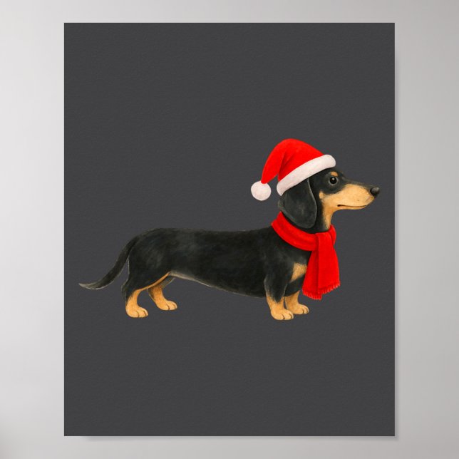 Santa Hat Dachshund Christmas Funny Cute Dog Mom  Poster (Front)