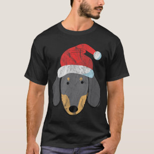 Santa Hat Dachshund PJs Christmas Xmas Wiener Wein T-Shirt