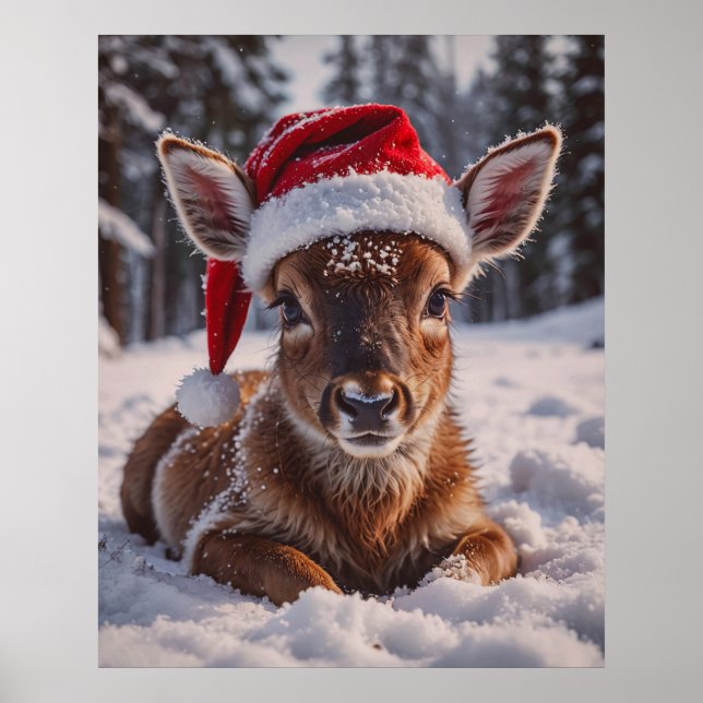 Santa Hat Deer Poster (Front)