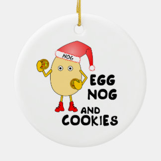Santa Hat Egg Nog Ceramic Tree Decoration