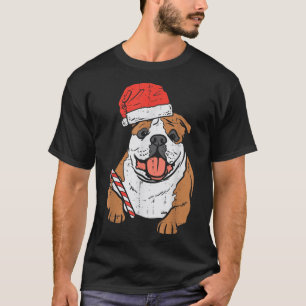 Santa Hat English Bulldog Dog Christmas Pyjamas Xm T-Shirt