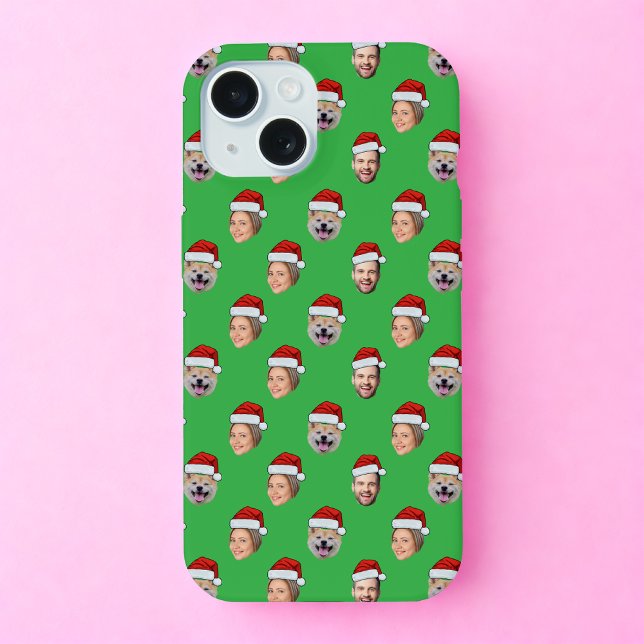 Santa Hat Face Family 3 Photos Christmas Gift iPhone 15 Case (Creator Uploaded)