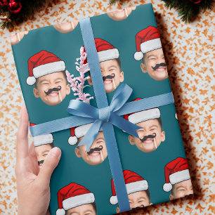 Santa Hat Face Gift Wrap, Custom Face Wrapping Paper