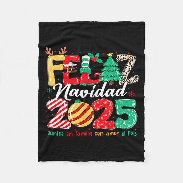 Santa Hat Family Christmas Matching Funny Feliz Na Fleece Blanket (Front)