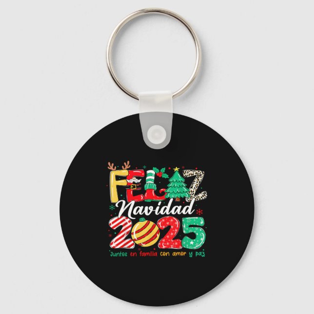 Santa Hat Family Christmas Matching Funny Feliz Na Key Ring (Front)
