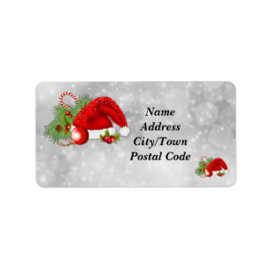 Santa Hat Festive Christmas Address Labels