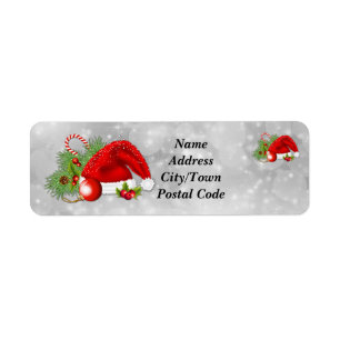 Santa Hat Festive Christmas Return Address Labels