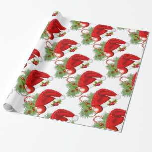Santa Hat Festive Christmas Wrapping Paper
