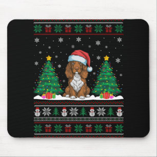 Santa Hat Field Spaniel Dog Xmas Tree Lights Ugly Mouse Mat