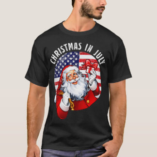Santa Hat  Flag Summer Party Funny Christmas In Ju T-Shirt