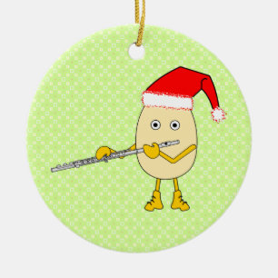 Santa Hat Flute Egghead Ceramic Tree Decoration
