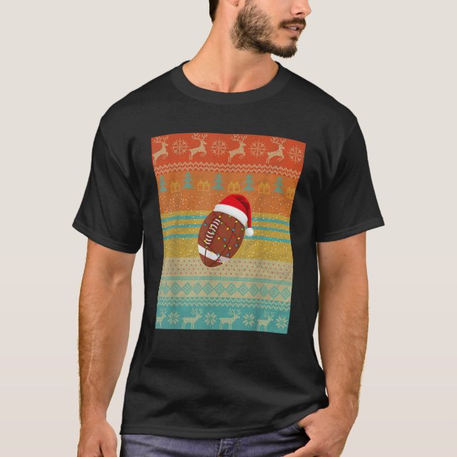 Santa Hat Football Christmas Lights Ugly Sweater P (Front)