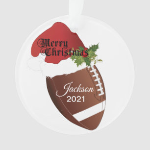 Santa Hat Football Design   DIY Name Ornament